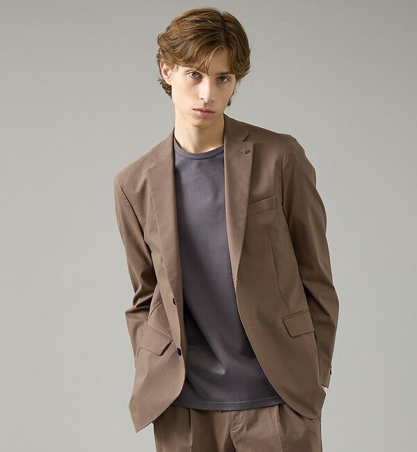 ABAHOUSE「【セットアップ対応】スーパーストレッチ リネンジャケット/ FLEX JACKE」|テーラードジャケット|ライトブラウン