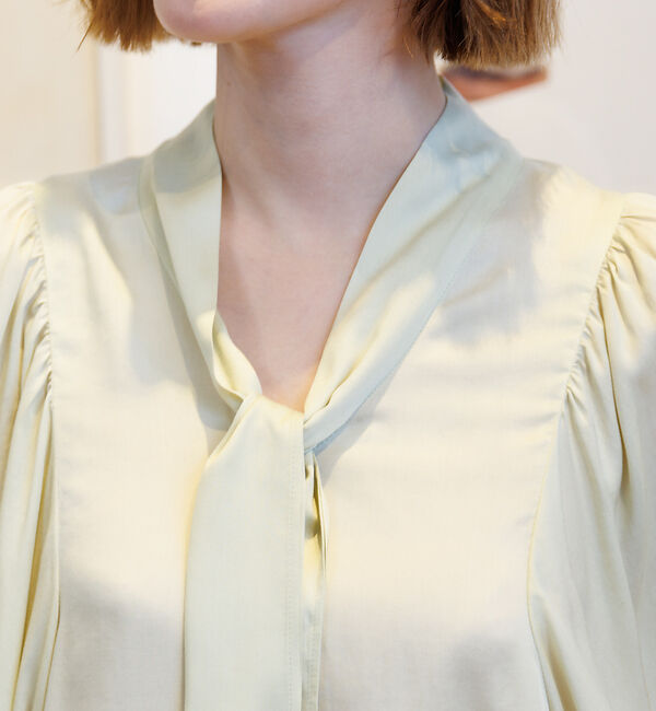 Rouge vif「とろみ素材 ギャザースリーブボウタイブラウス」|シャツ・ブラウス|