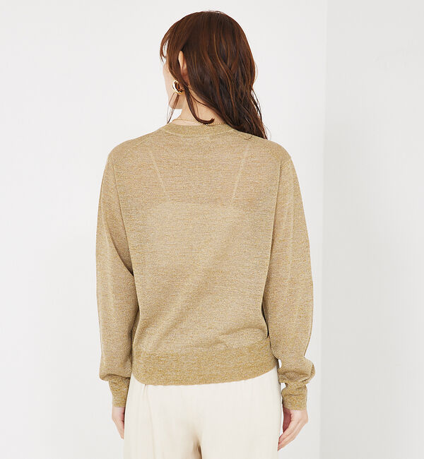 qualite「【夏の羽織りにおすすめ】ラメハイゲージニットカーデ」|カーディガン|