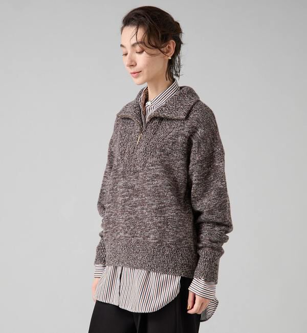 Liesse「ハーフジップニット」|ニット・セーター|ブラウン