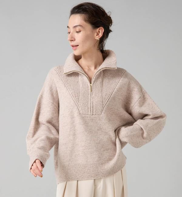 Liesse「ハーフジップニット」|ニット・セーター|ベージュ