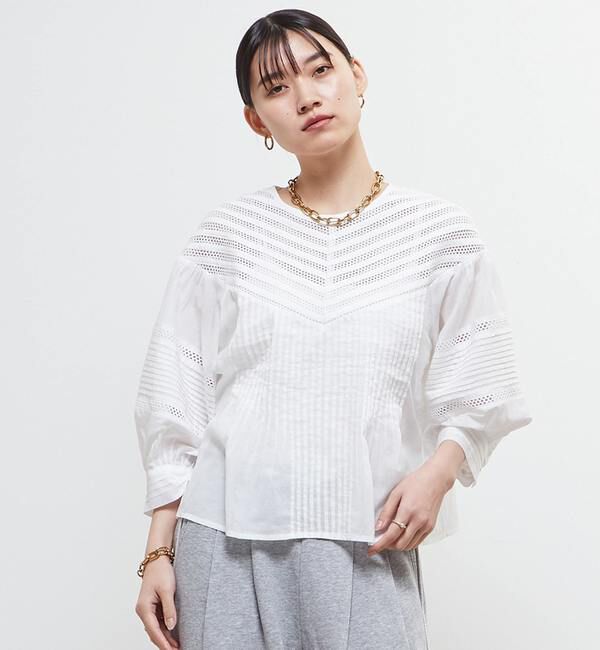 Soffitto「インド綿ピンタックブラウス」|シャツ・ブラウス|オフホワイト