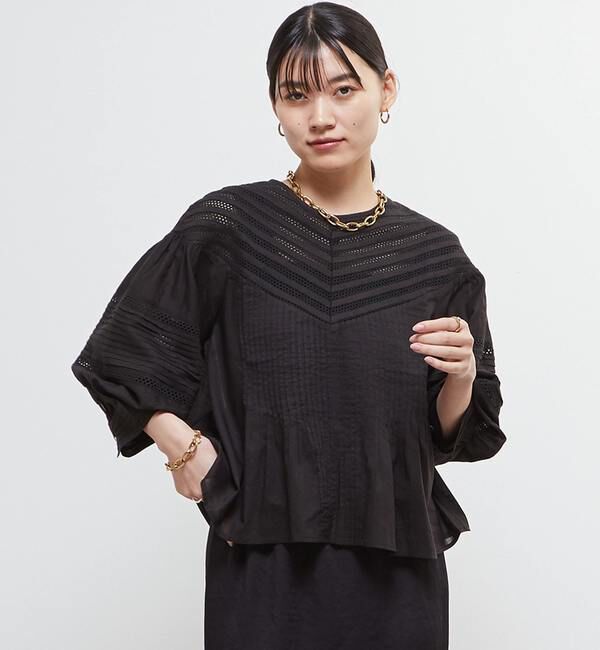 Soffitto「インド綿ピンタックブラウス」|シャツ・ブラウス|ブラック