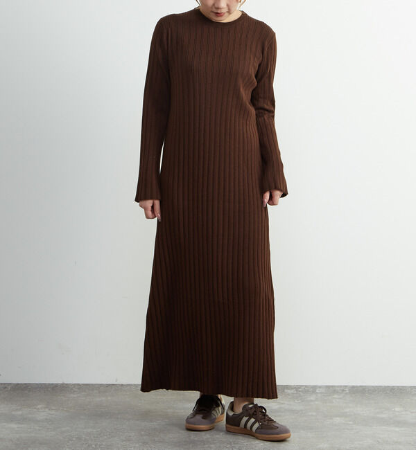 SOFFITTO「ウール混ランダムリブワンピース」|ワンピース|ブラウン
