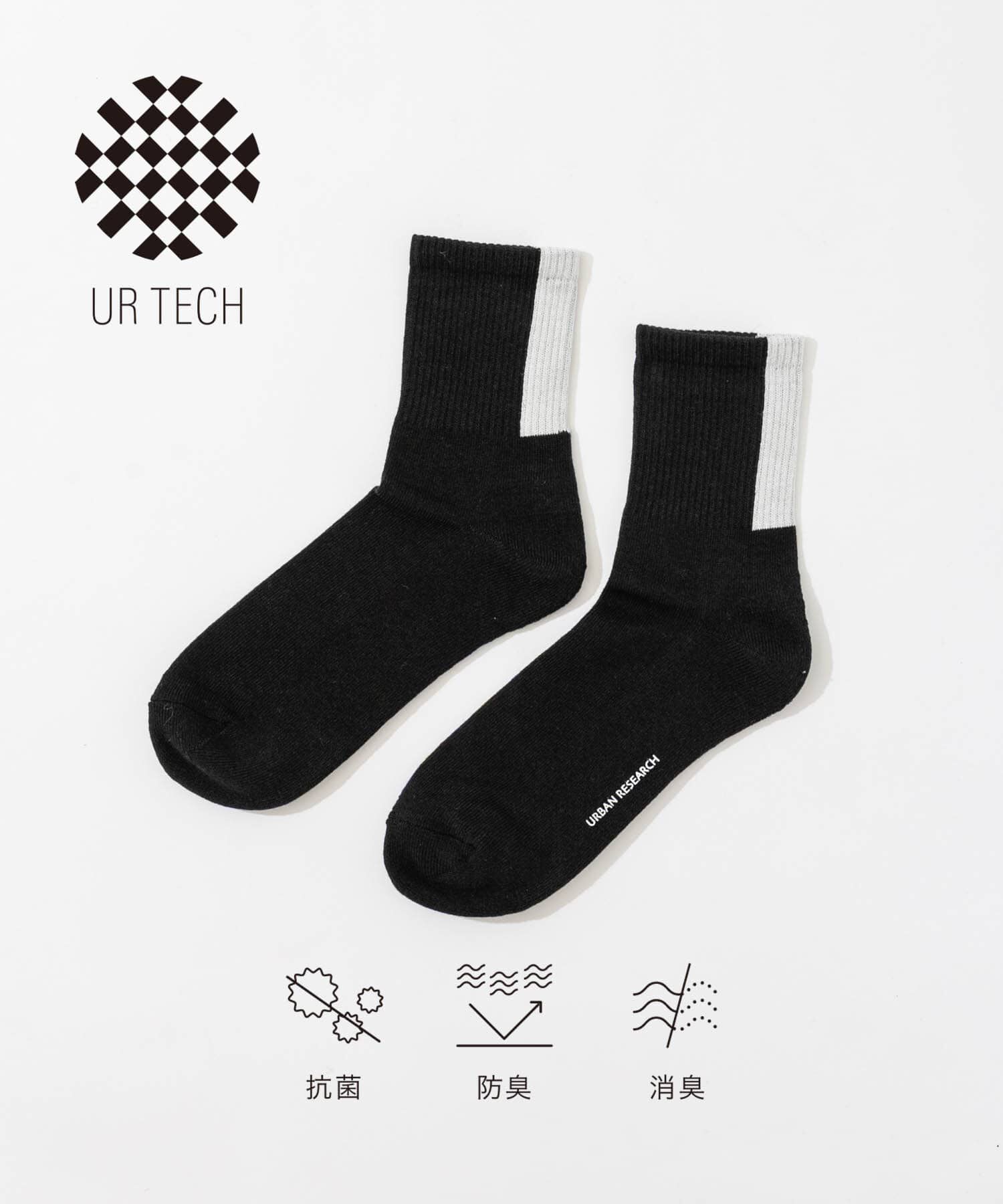 URBAN RESEARCH「『UR TECH』バックラインソックス」|ソックス|ブラック