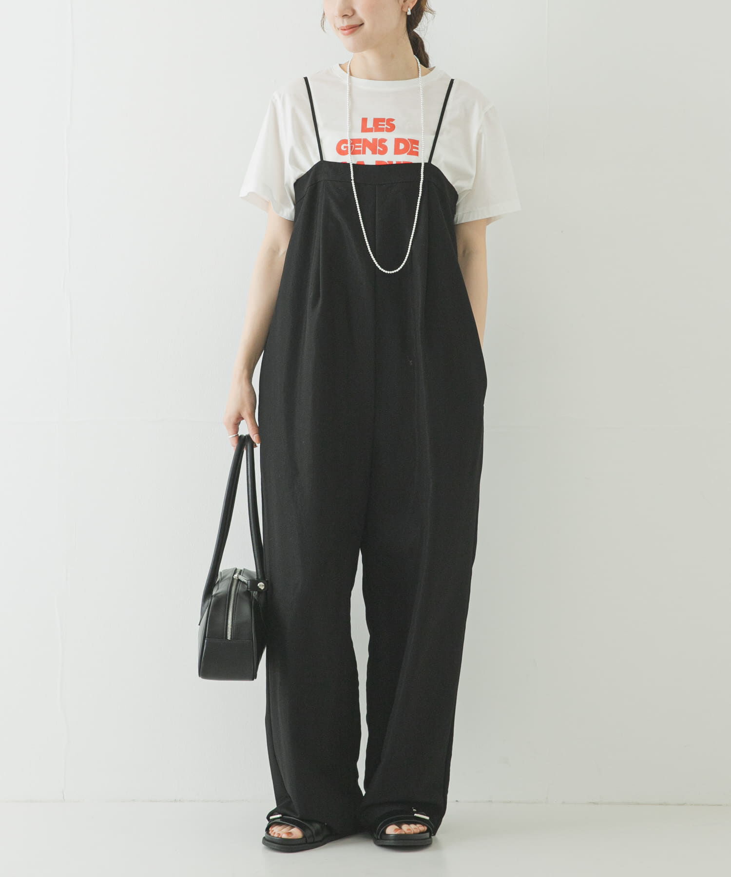 URBAN RESEARCH「タックデザインベアオールインワン」|オールインワン|ブラック