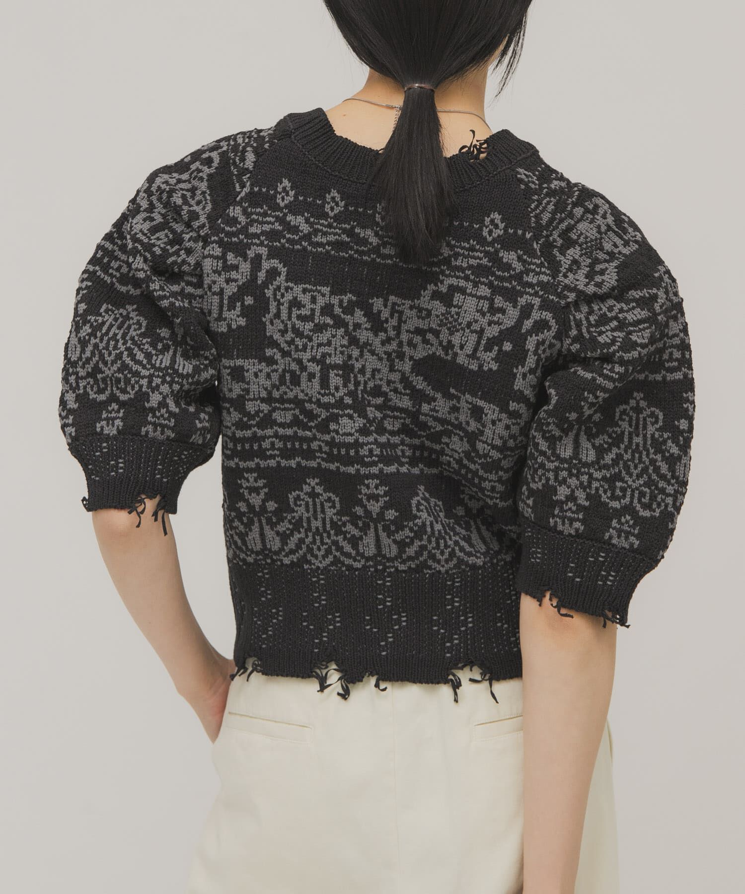  「ジャガードハーフスリーブニット」|ニット・セーター|