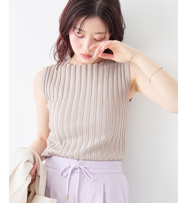  「ボートネックノースリリブニット」|ニット・セーター|