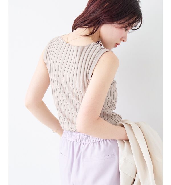  「ボートネックノースリリブニット」|ニット・セーター|