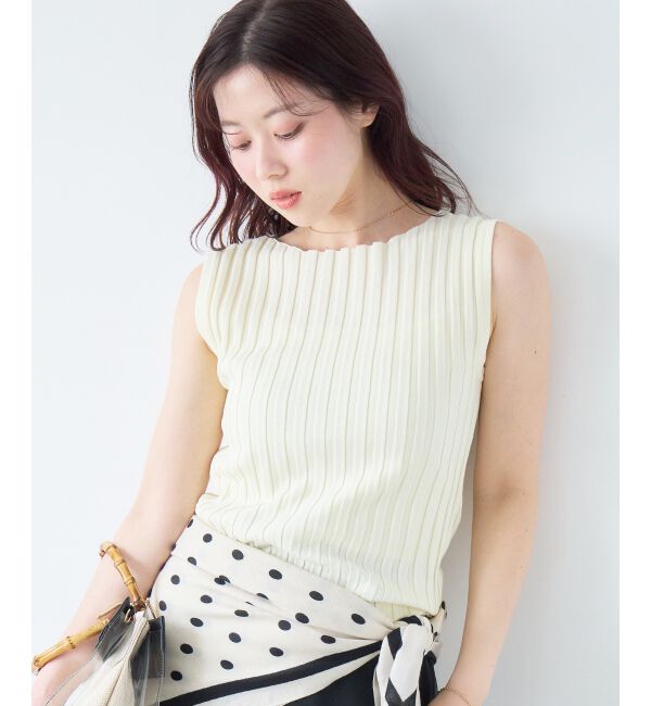  「ボートネックノースリリブニット」|ニット・セーター|