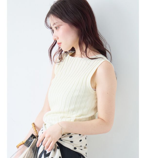  「ボートネックノースリリブニット」|ニット・セーター|