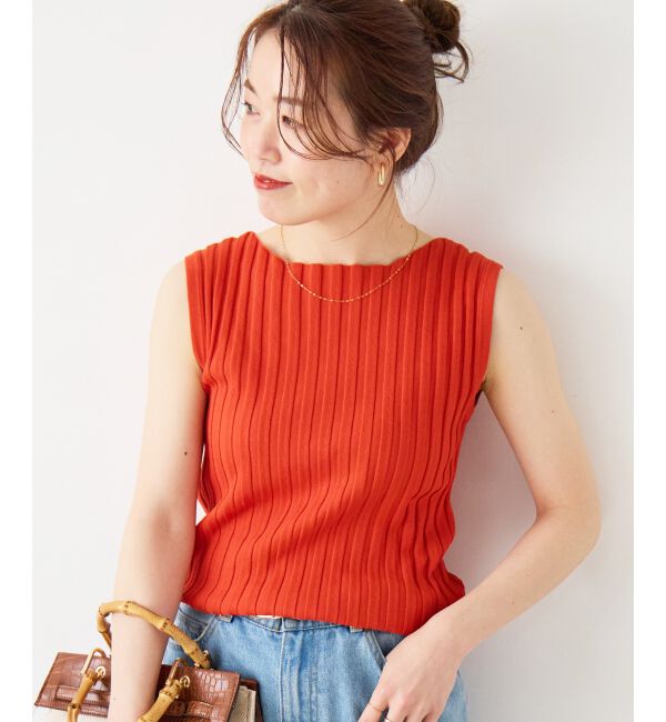  「ボートネックノースリリブニット」|ニット・セーター|