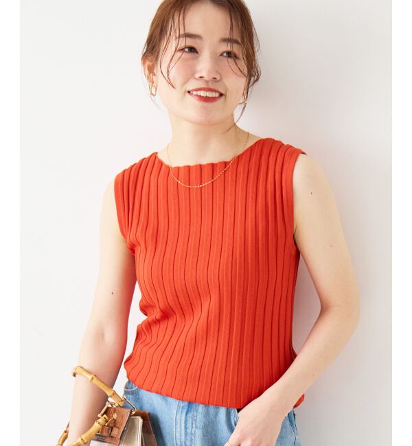  「ボートネックノースリリブニット」|ニット・セーター|