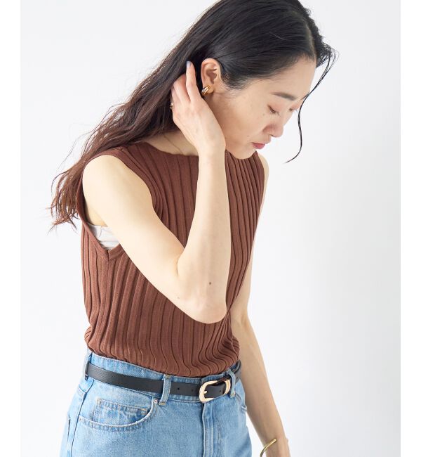  「ボートネックノースリリブニット」|ニット・セーター|