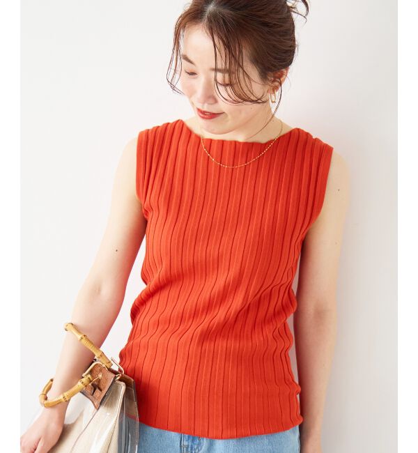  「ボートネックノースリリブニット」|ニット・セーター|