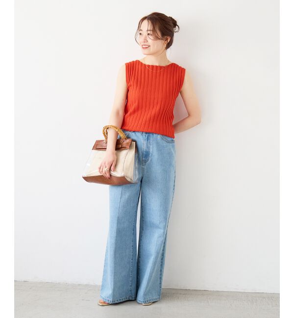  「ボートネックノースリリブニット」|ニット・セーター|