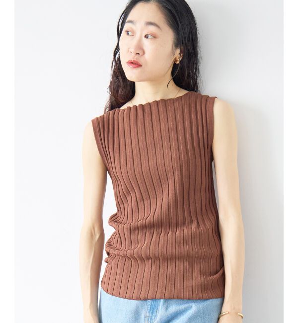  「ボートネックノースリリブニット」|ニット・セーター|