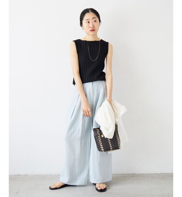  「ボートネックノースリリブニット」|ニット・セーター|