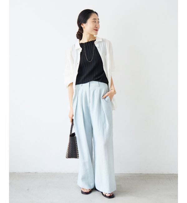  「ボートネックノースリリブニット」|ニット・セーター|