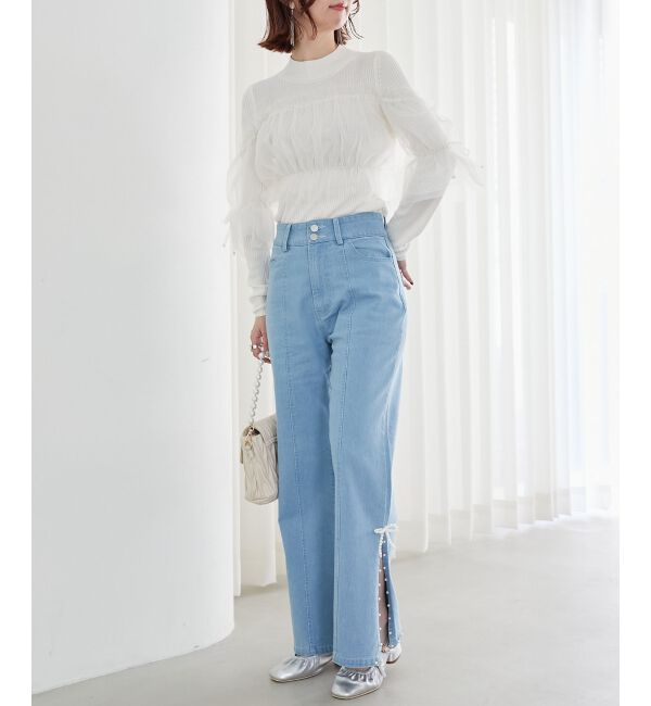 MAJESTICLEGON「パールスリットデニム」|デニム|