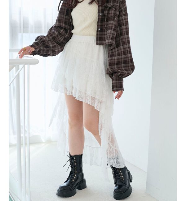  「アシメレースミニスカパン」|スカート|オフ