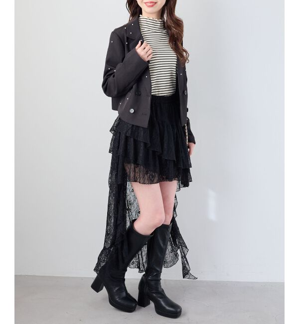  「アシメレースミニスカパン」|スカート|