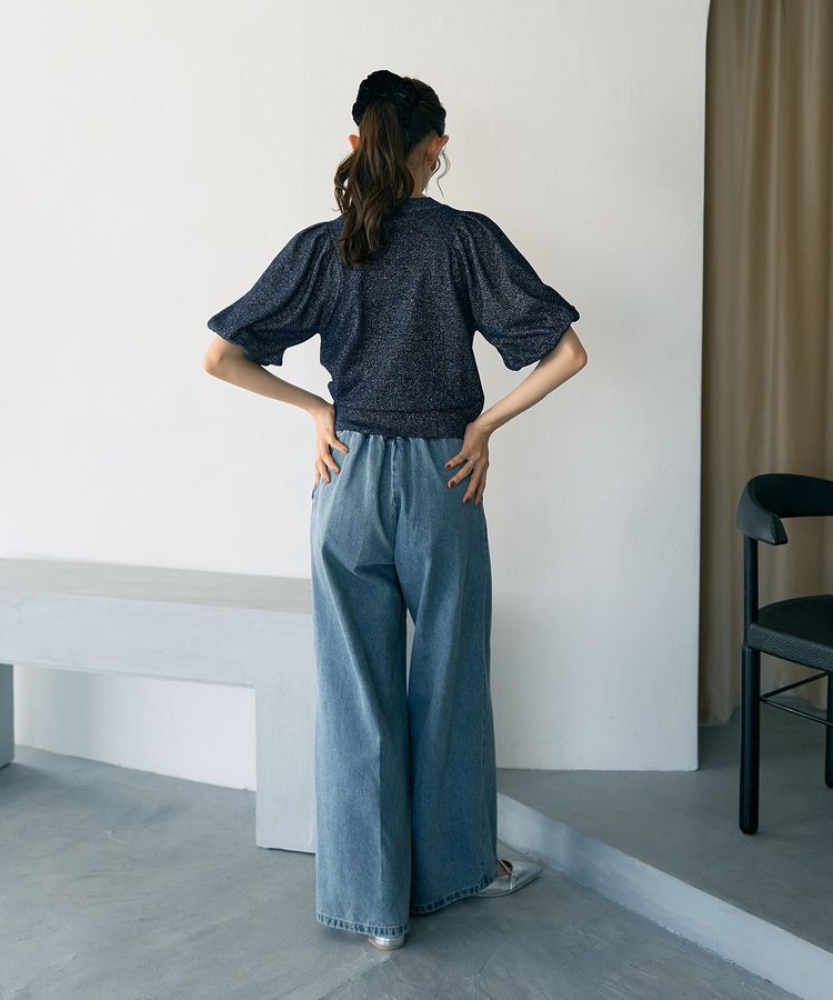 earth music&ecology「ラメモールパフスリニットプルオーバー」|ニット・セーター|