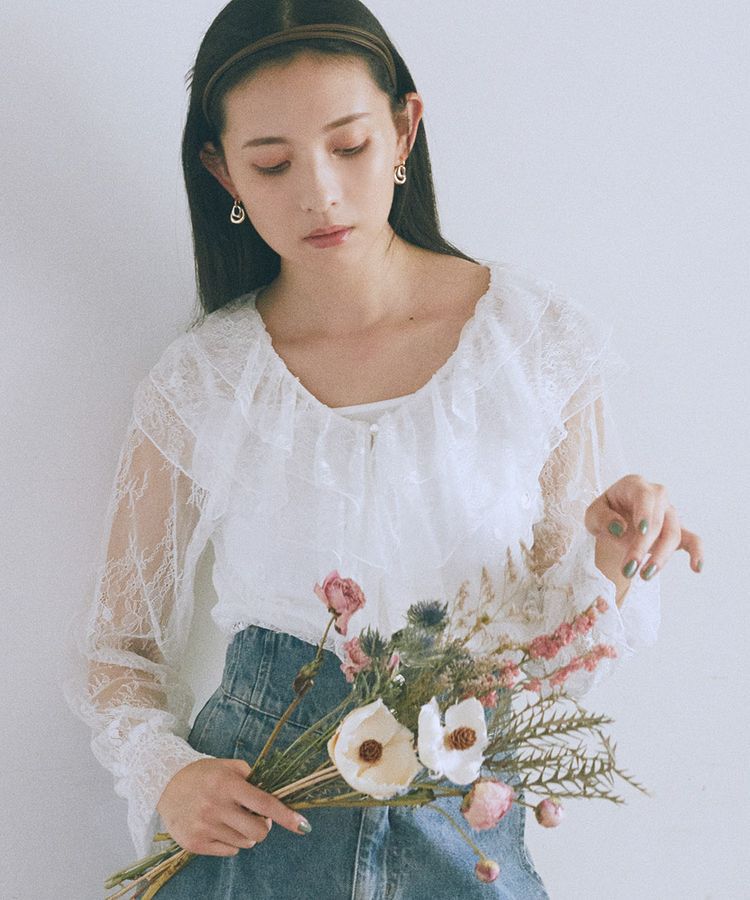 earth music&ecology「SET2点ラッフルレースブラウス＋キャミソール」|シャツ・ブラウス|Off White
