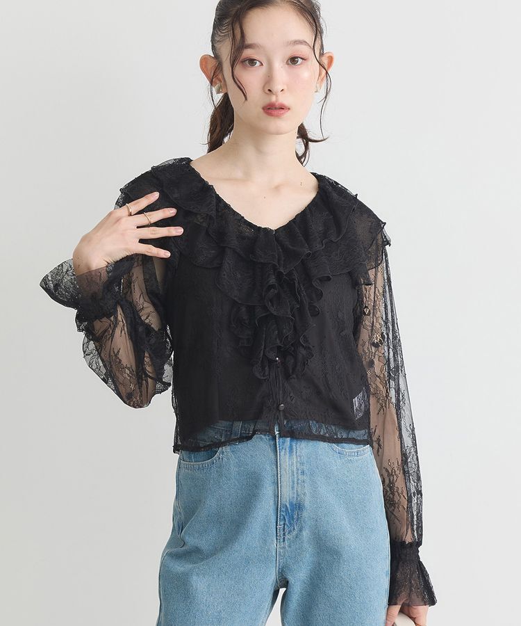 earth music&ecology「SET2点ラッフルレースブラウス＋キャミソール」|シャツ・ブラウス|
