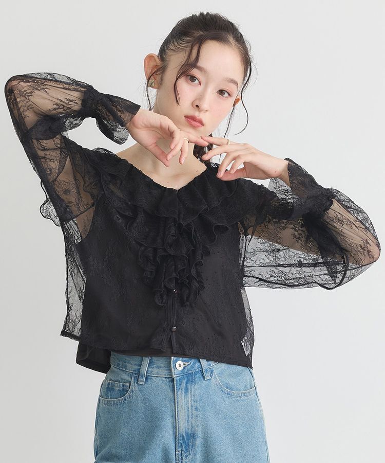 earth music&ecology「SET2点ラッフルレースブラウス＋キャミソール」|シャツ・ブラウス|