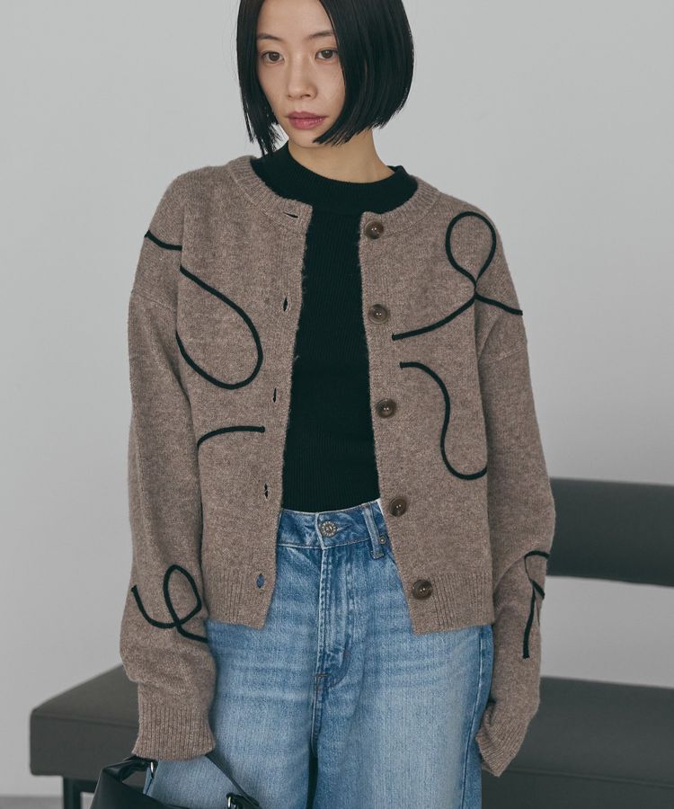 AMERICAN HOLIC「コード刺繍ショートカーディガン」|カーディガン|