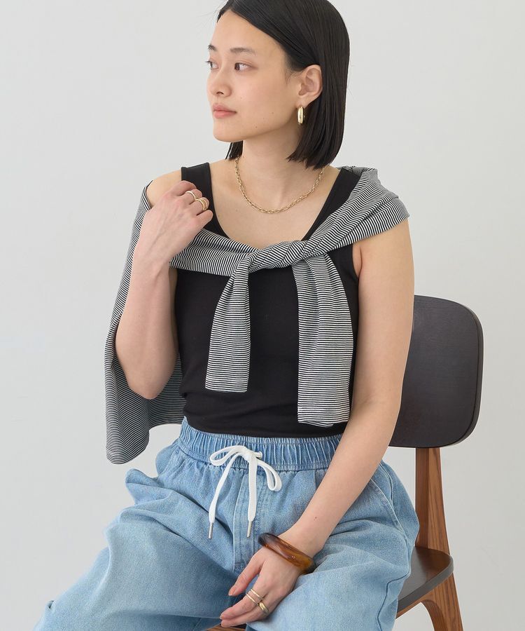 AMERICAN HOLIC「【接触冷感・UVカット】Uネックタンクトップ」|キャミソール|Black