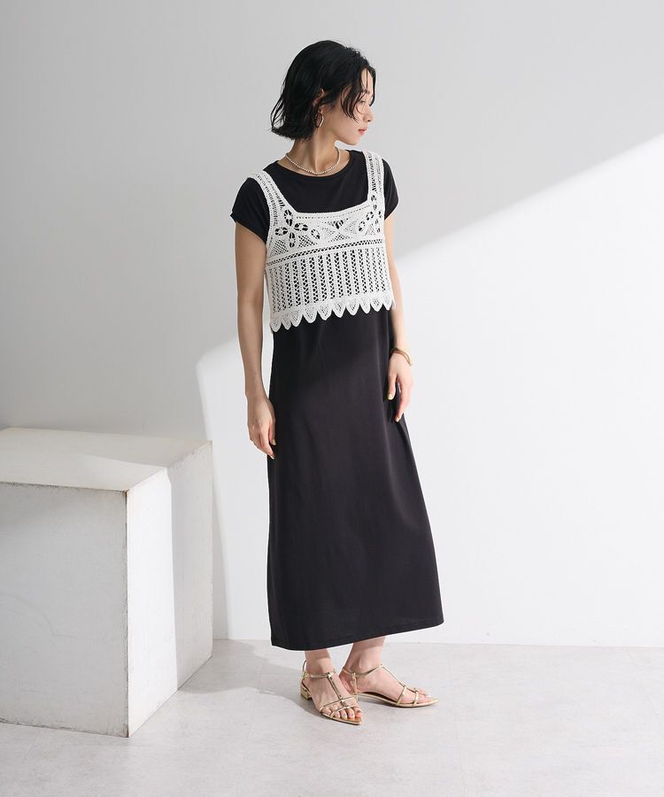 Green Parks「SET2点クロシェベスト＋ワンピース」|ワンピース|Black