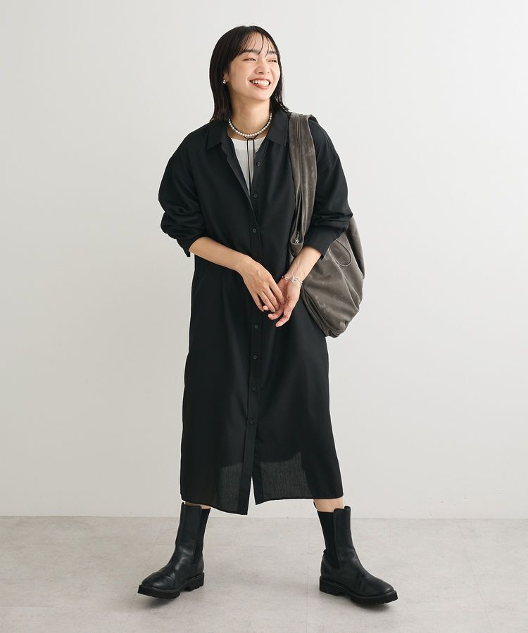 Green Parks「ロングシャツワンピース」|ワンピース|Black