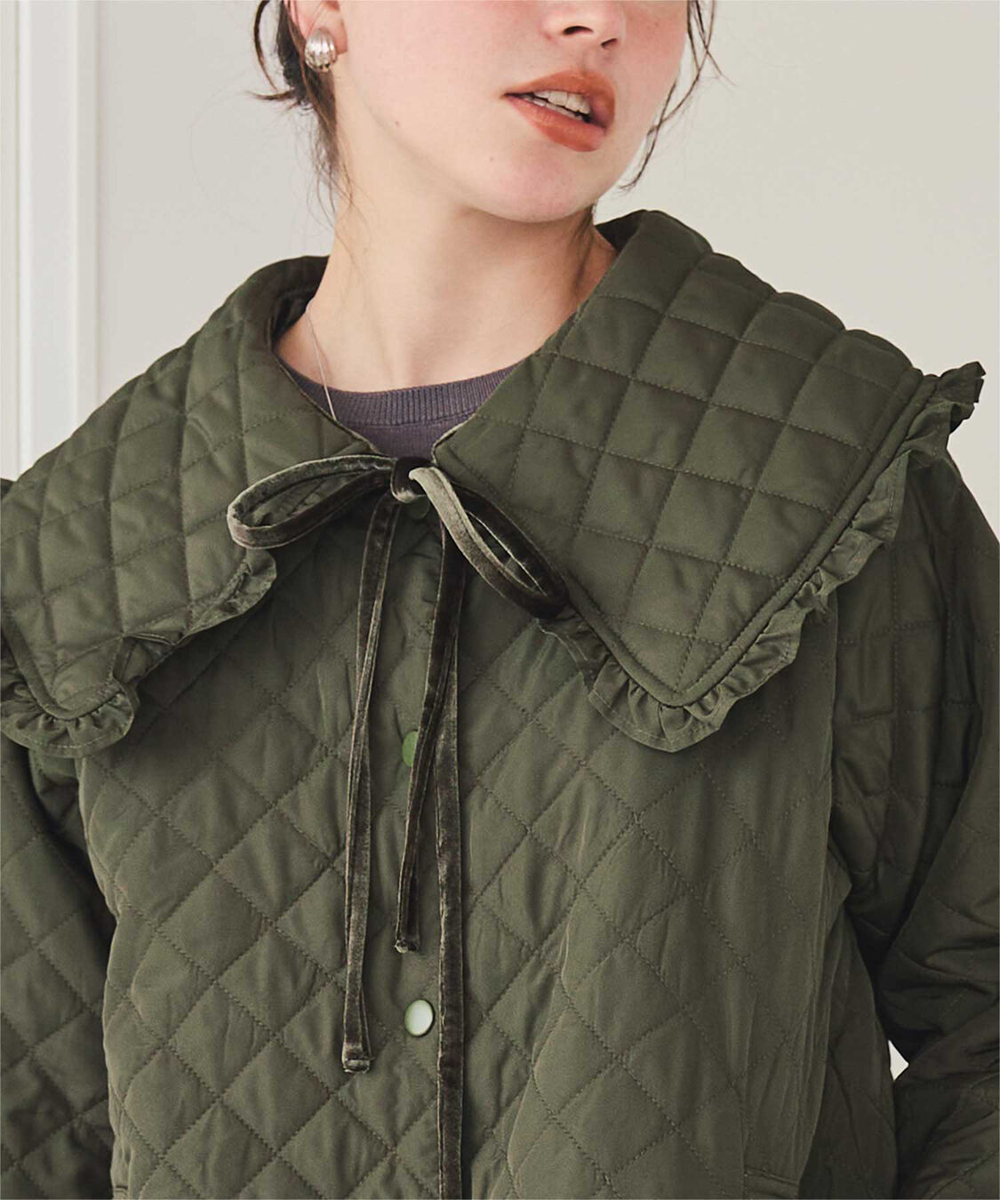 titivate「【高山直子さんコラボアイテム】襟付きキルティングジャケット」|ノーカラージャケット|