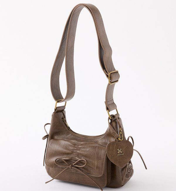  「【ペットボトルが入る！】ミラー付きドロストバック」|ショルダー・メッセンジャー|ブラウン