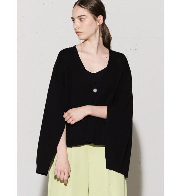 MIDIUMISOLID「MIDIUMISOLID for Ladies スリットスリーブニットカーディガン」|カーディガン|ブラック