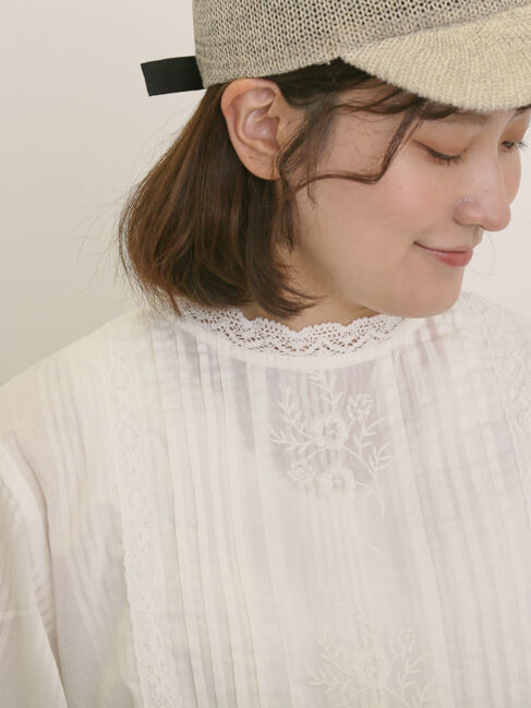 Samansa Mos2「フラワー柄刺繍レースブラウス」|シャツ・ブラウス|