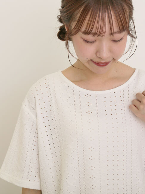 Samansa Mos2「アイレット切替フリルカットソー」|Tシャツ・カットソー|