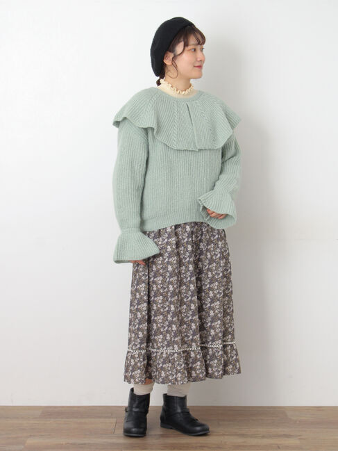 Samansa Mos2「フリルカラーニット」|ニット・セーター|