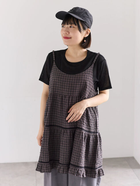 Samansa Mos2「《新色追加》はしごレースティアードキャミチュニック」|シャツ・ブラウス|チャコールグレー