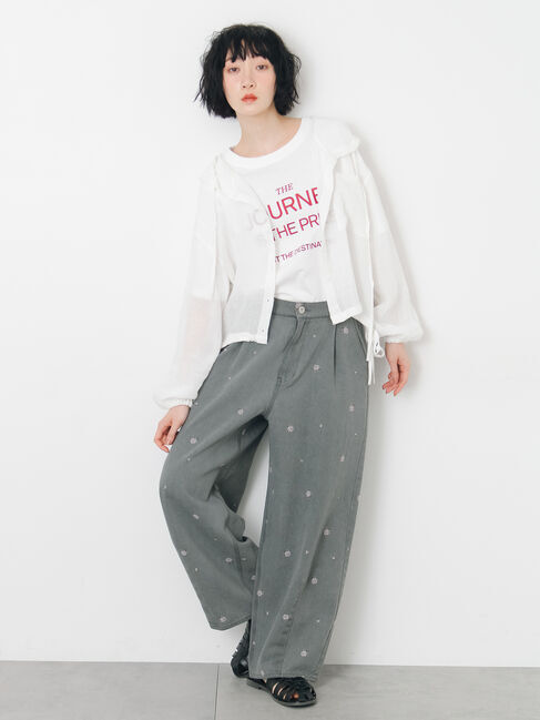 Samansa Mos2「シアー裾ドロストフードシャツ」|シャツ・ブラウス|