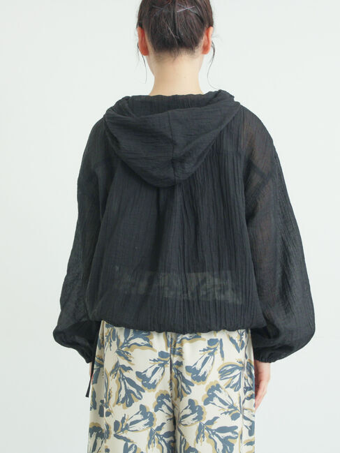 Samansa Mos2「シアー裾ドロストフードシャツ」|シャツ・ブラウス|