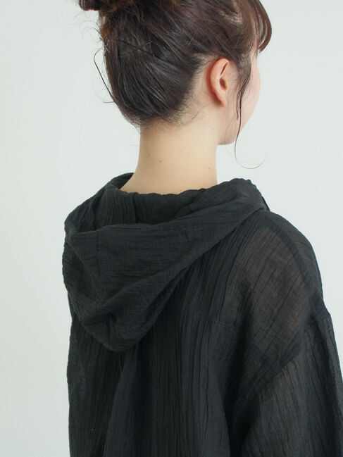 Samansa Mos2「シアー裾ドロストフードシャツ」|シャツ・ブラウス|