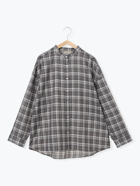 Samansa Mos2「【マルチウェイ/イージーケア】チェック柄ビッグシャツ」|シャツ・ブラウス|グレー