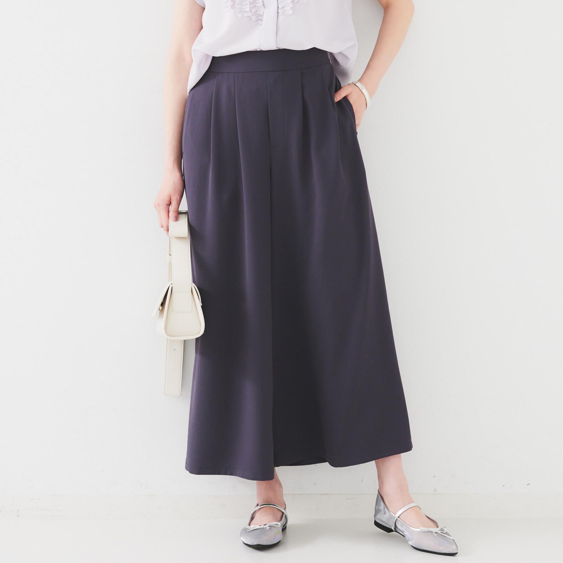 UNTITLED「【セットアップ可/接触冷感/イージーケア】リラクミスト タックワイドパンツ」|その他|チャコールグレー(0