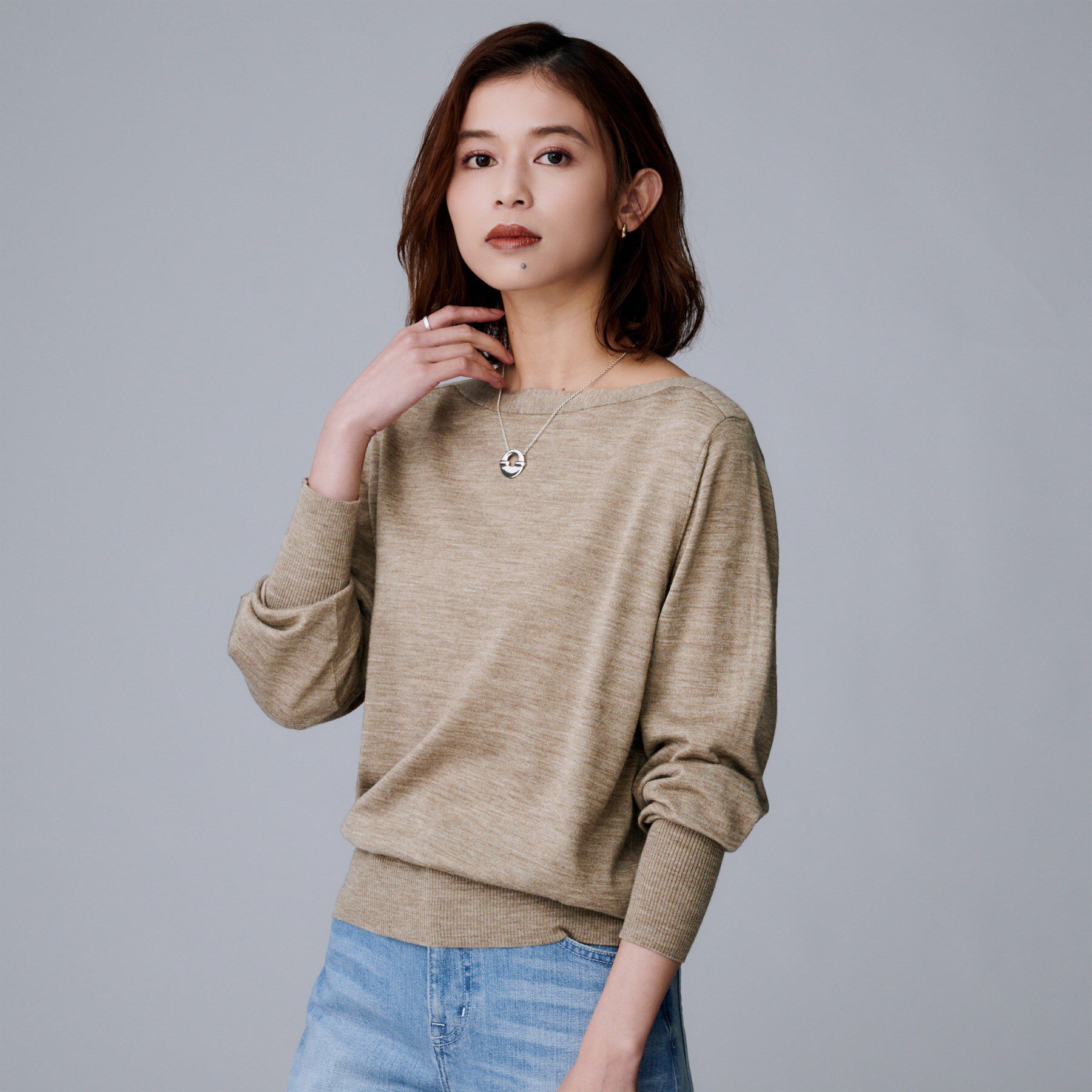 UNTITLED「【アンサンブル可/洗える】シルクウールカシミヤ ドルマンスリーブニット」|ニット・セーター|