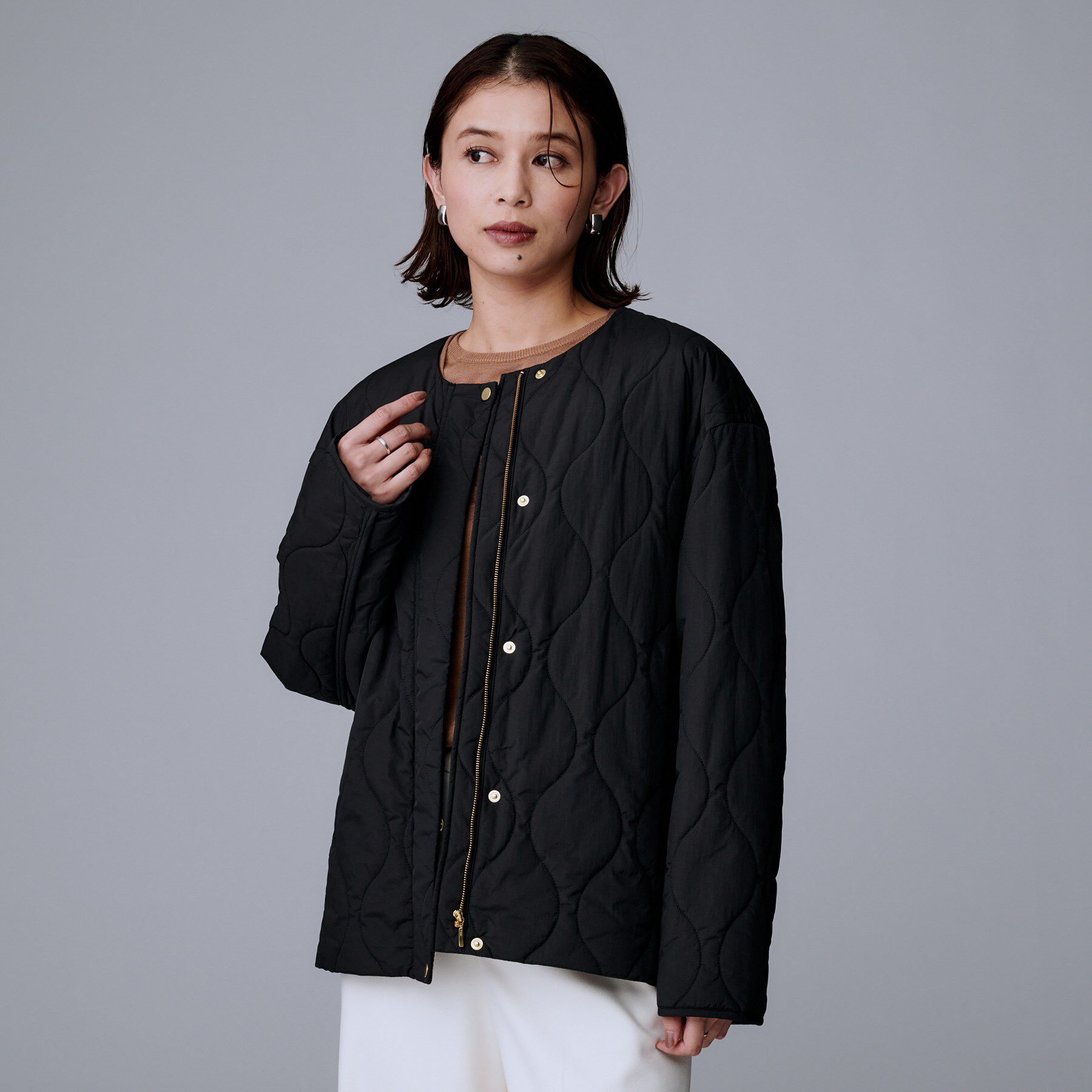 UNTITLED「【軽量／洗える／ファスナー付き】中綿 キルトコート」|ダウン|