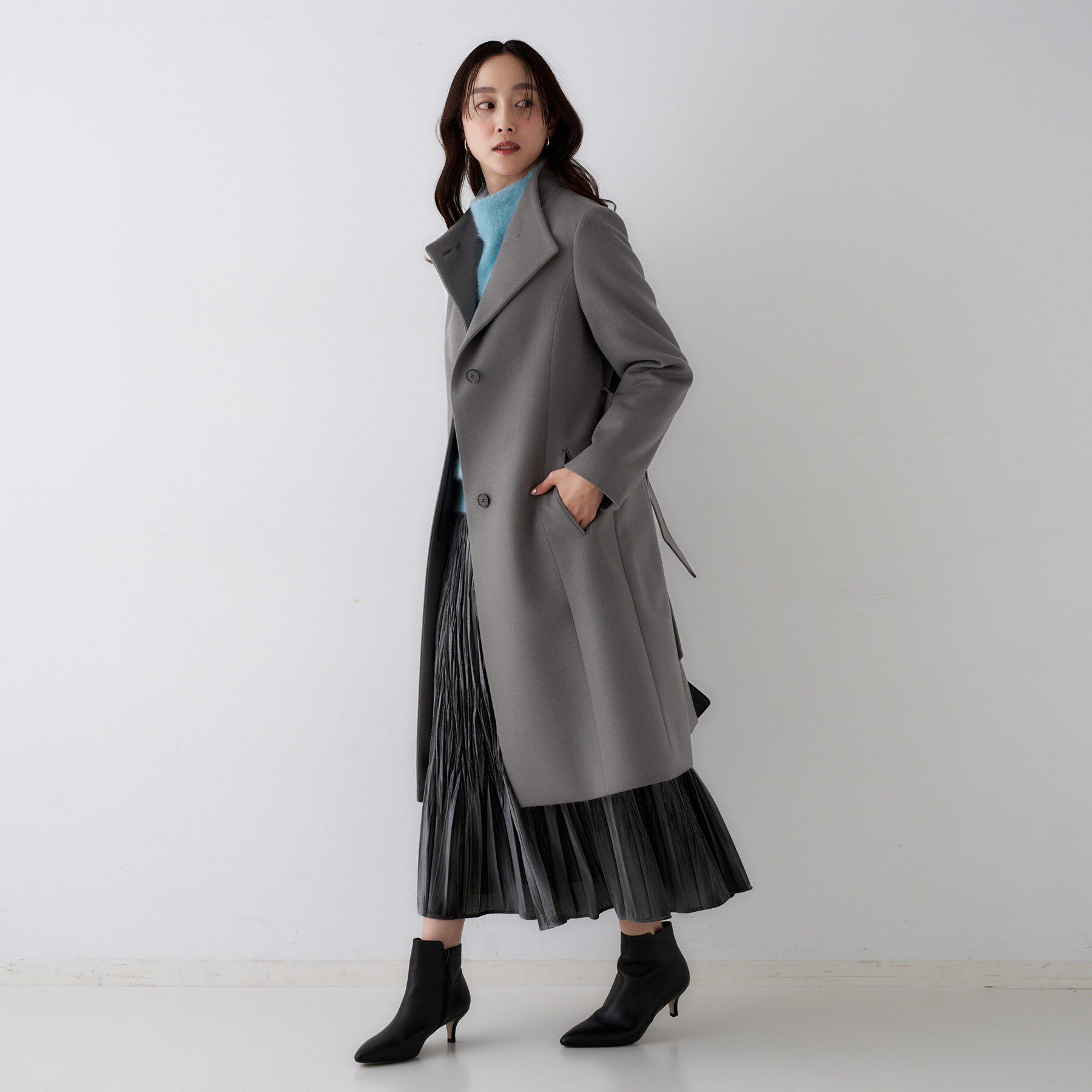 UNTITLED「【きれいめ/スタイリッシュ】2WAYスタンドカラーロングコート」|その他|