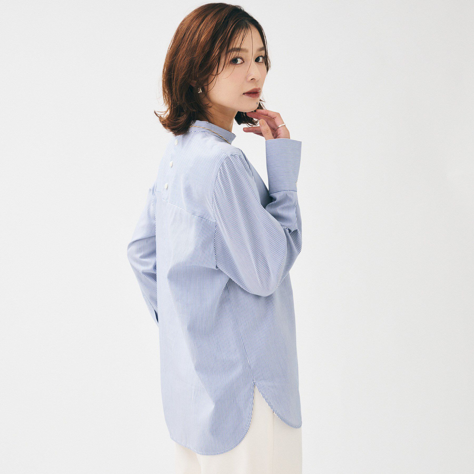 UNTITLED「【重ね着レイヤード/スーツブラウス】ファインブロードハイネックシャツ」|シャツ・ブラウス|